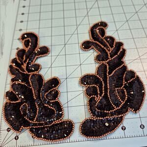 Sequin and bead applique pair